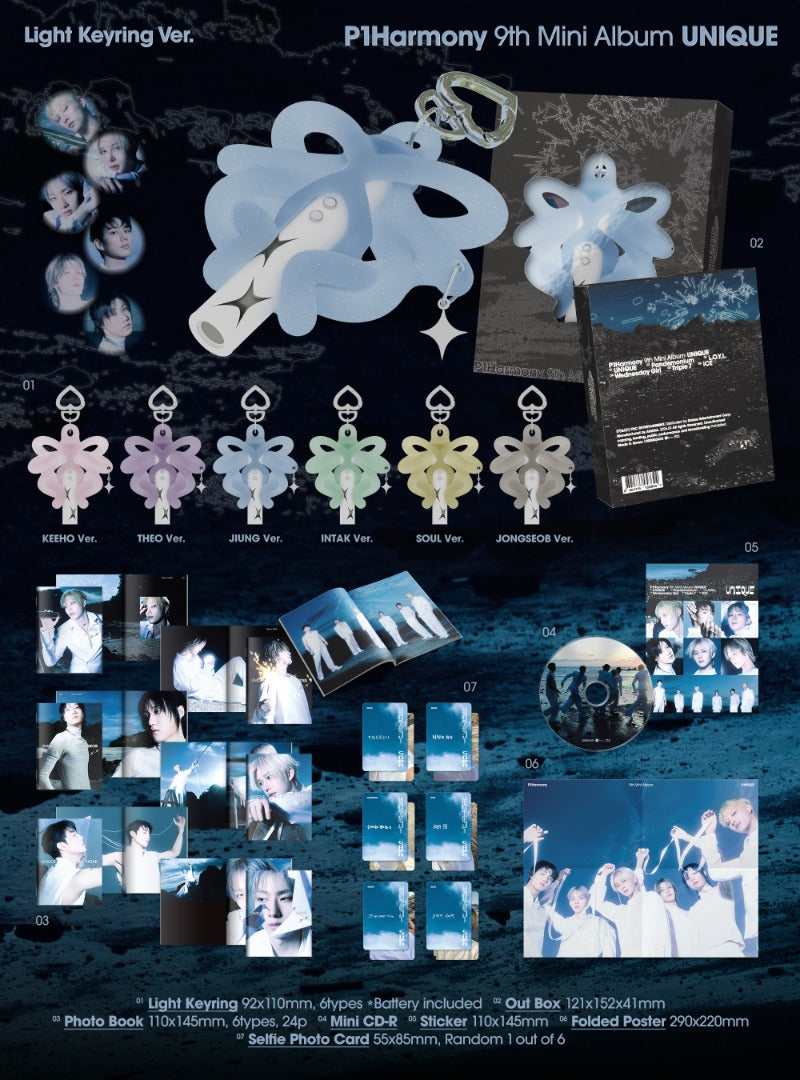 P1Harmony 9th Mini Album [UNIQUE] (Light Keyring Ver.) (Limited)