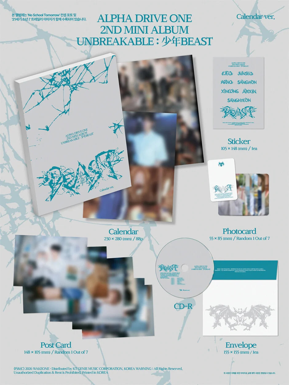 ALPHA DRIVE ONE - 2nd Mini Album [UNBREAKABLE : 少年BEAST] Calendar Ver.