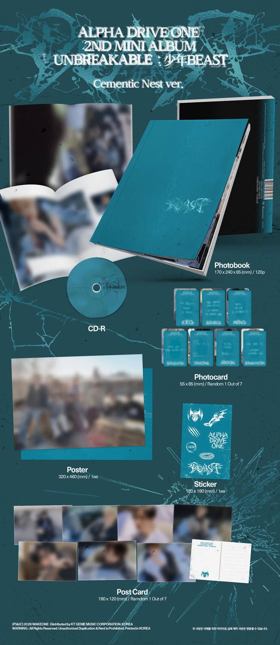 ALPHA DRIVE ONE - 2nd Mini Album [UNBREAKABLE : 少年BEAST] Cementic Nest Ver.