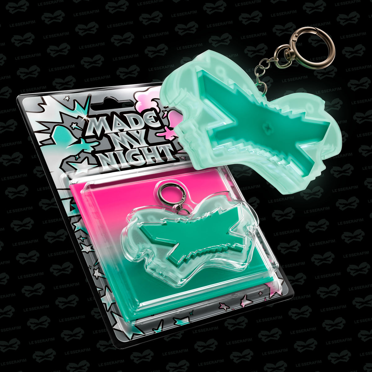 LE SSERAFIM LE SSERAFIM - 2nd Single Album [Made My Night] Glow Clicker Keychain (Mint Ver.) - kuva 1