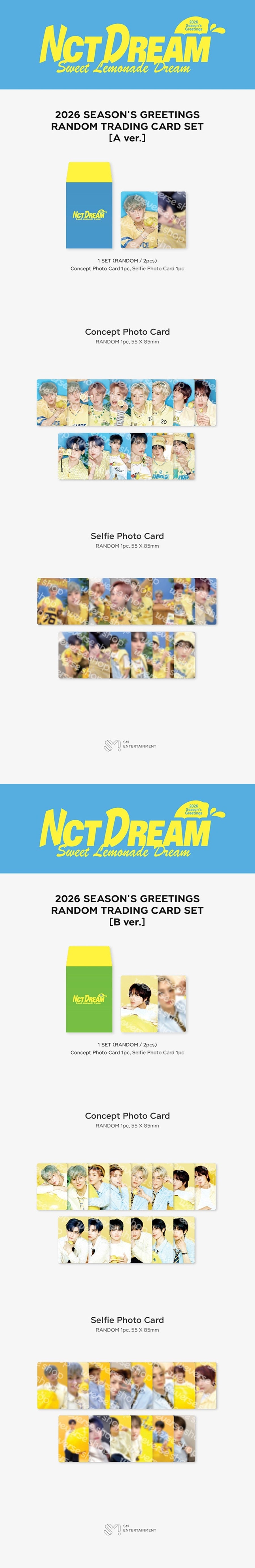 (NCT DREAM Ver.) 2026 SM ARTIST SEASON'S GREETINGS OFFICIAL MD satunnainen keräilykortti (ennakkotilaus)