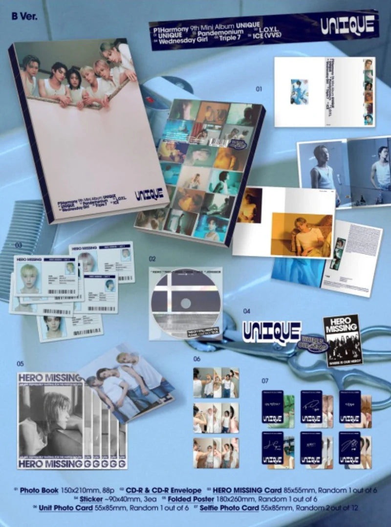 P1Harmony 9th Mini Album [UNIQUE] (Photobook Ver.) (A Ver. / B Ver. / C Ver.)