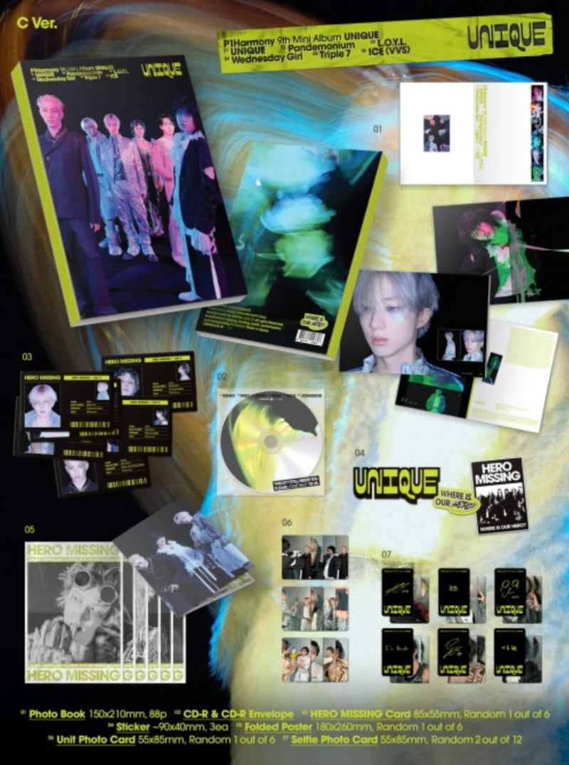 P1Harmony 9th Mini Album [UNIQUE] (Photobook Ver.) (A Ver. / B Ver. / C Ver.)