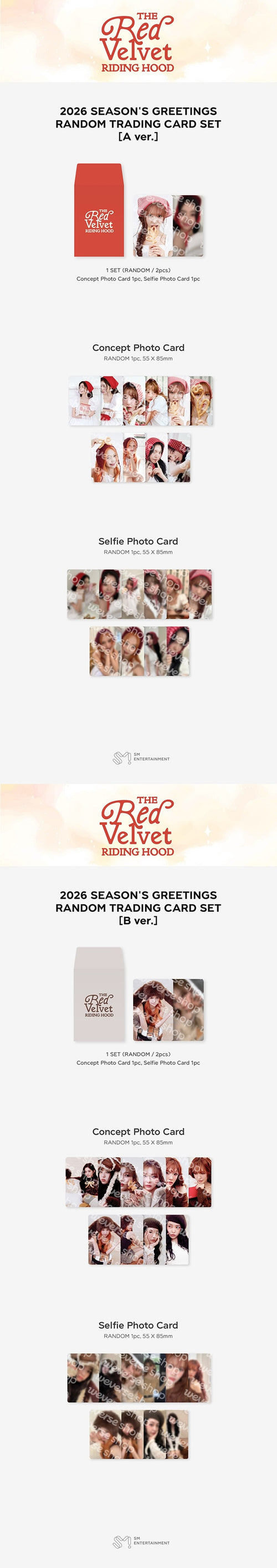 (Red Velvet Ver.) 2026 SM ARTIST SEASON'S GREETINGS OFFICIAL MD satunnainen keräilykortti (ennakkotilaus)
